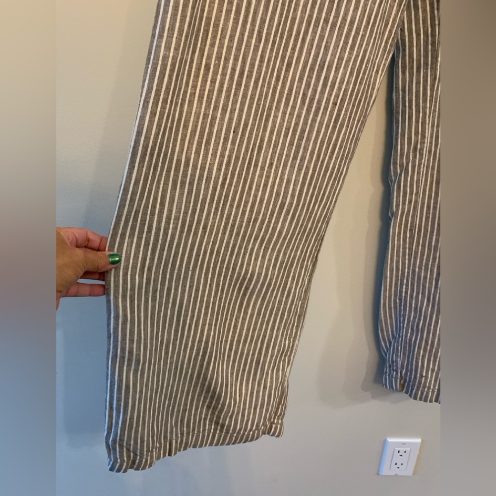 Chico's Linen Brown and White Striped Chinos - Picture 5 of 9